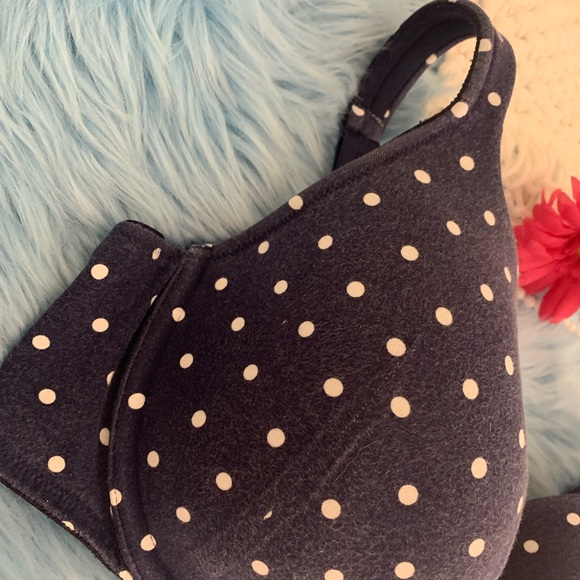 Cacique Lane Bryant Navy Cotton Polka Dot Support Bra 40D - Picture 2 of 6